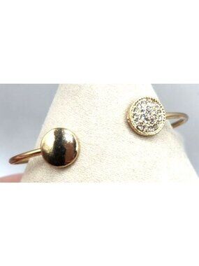 Gold-Plated Open Cuff Bracelet With Round Metallic & Crystal Accents